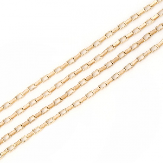 Picture of Iron Based Alloy Link Cable Chain Findings Gold Plated Rectangle 4x2mm( 1/8" x 1/8"), 3 M