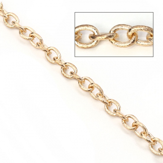 Picture of Iron Based Alloy Link Cable Chain Findings Gold Plated Oval 8x6mm( 3/8" x 2/8"), 3 M