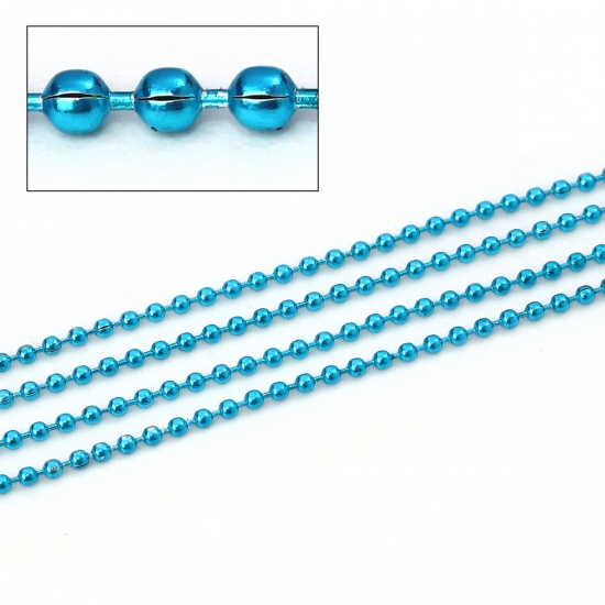 Picture of Iron Based Alloy Ball Chain Findings Blue 1.5mm, 10 Yards