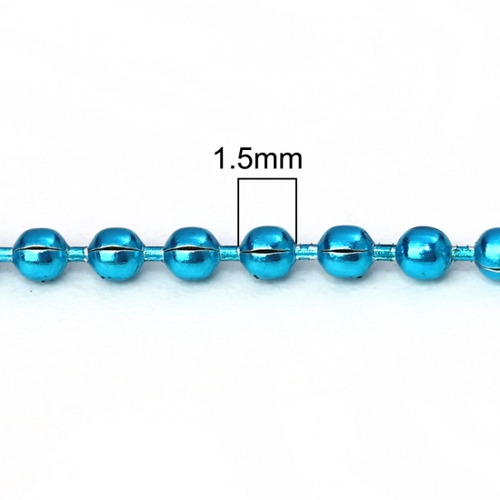 Picture of Iron Based Alloy Ball Chain Findings Blue 1.5mm, 10 Yards
