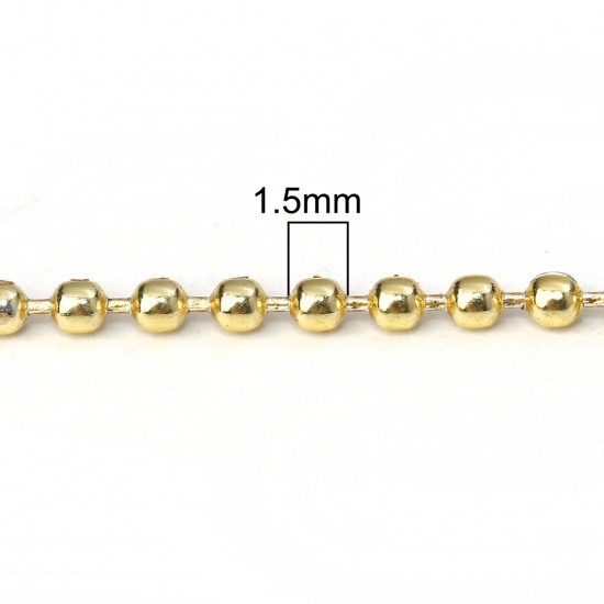 Picture of Iron Based Alloy Ball Chain Findings Golden 1.5mm, 10 Yards