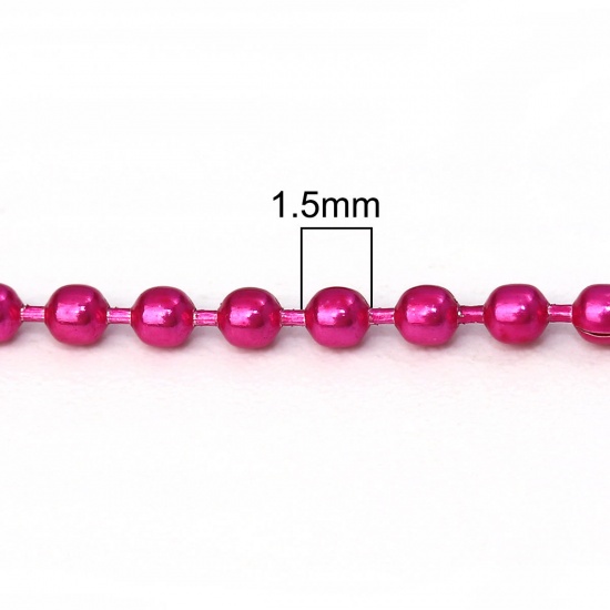 Picture of Iron Based Alloy Ball Chain Findings Fuchsia 1.5mm, 10 Yards