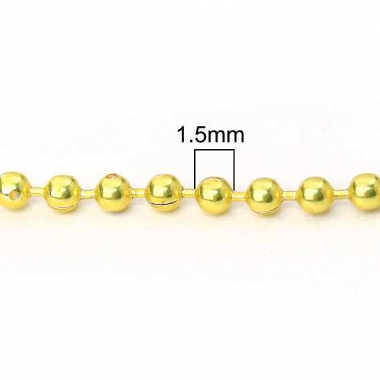 Picture of Iron Based Alloy Ball Chain Findings Yellow 1.5mm, 10 Yards