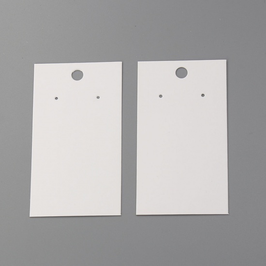 Immagine di Carta Cartoncini Espositori per Gioielli Rettangolo Bianco 89mm x 50mm, 100 Fogli