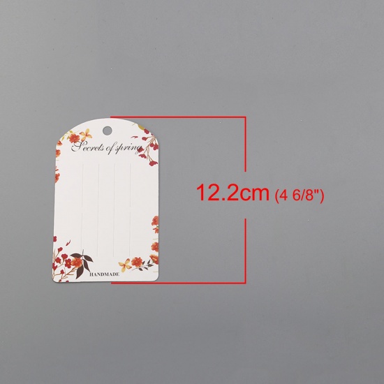 Image de Présentoir de Bijoux Papier Rectangle pour Pinces à Cheveux Blanc Fleurs, 12.2cm x 7.5cm, 100 Pcs