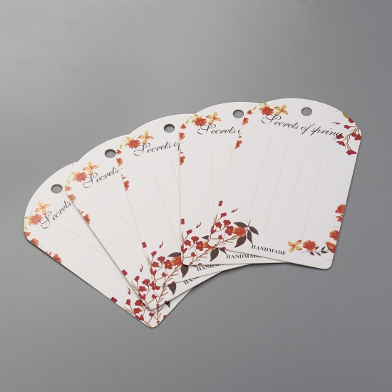 Bild von Papier Schmuck Haarspange-Display Samtkarten Rechteck Weiß mit Blumen Muster 12.2cm x 7.5cm, 100 Blätter