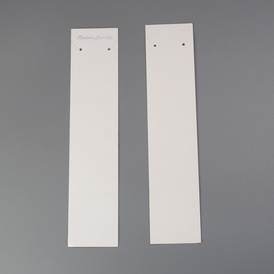 Picture of Paper Jewelry Necklace Display Card Rectangle White 19.5cm(7 5/8") x 4.2cm(1 5/8"), 100 Sheets