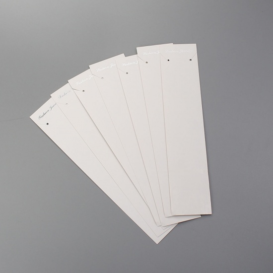 Picture of Paper Jewelry Necklace Display Card Rectangle White 19.5cm(7 5/8") x 4.2cm(1 5/8"), 100 Sheets