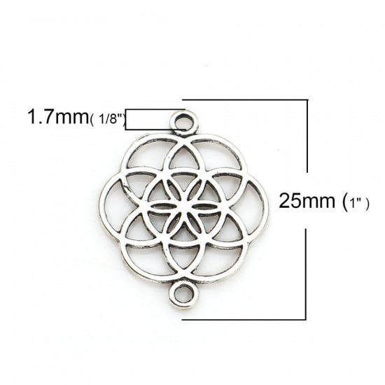 Picture of Zinc Based Alloy Flower Of Life Connectors Gold Plated 25mm x 20mm, 30 PCs