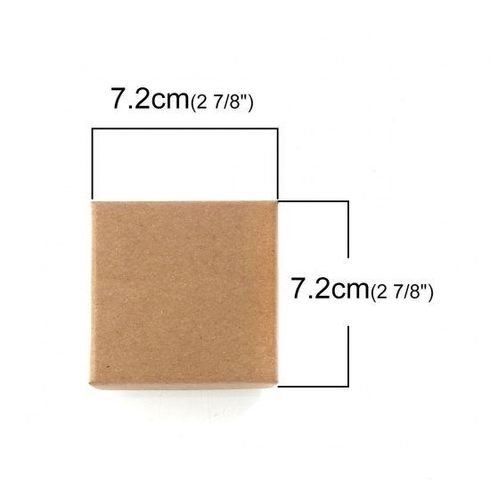Picture of Kraft Paper & Sponge Jewelry Gift Boxes Square Brown 72mm(2 7/8") x 72mm(2 7/8") , 6 PCs