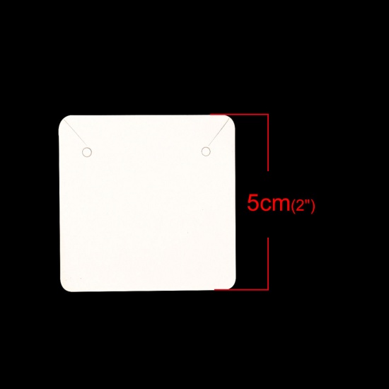 Immagine di Carta Cartoncini Espositori per Gioielli Quadrato Bianco 50mm x 50mm, 50 Pz