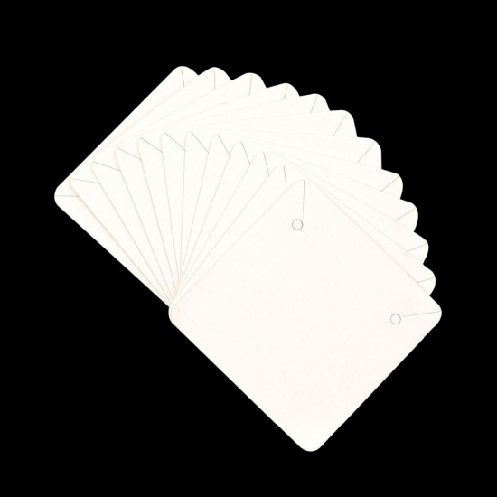 Immagine di Carta Cartoncini Espositori per Gioielli Quadrato Bianco 50mm x 50mm, 50 Pz