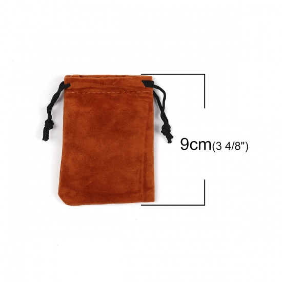 Picture of Velvet Cloth Drawstring Bags Rectangle At Random Mixed (Usable Space: Approx 7.7x7.2cm) 9cm(3 4/8") x 7.2cm(2 7/8"), 10 PCs