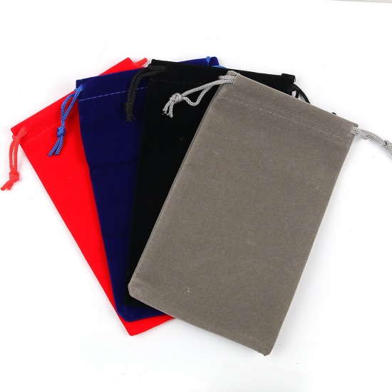 Picture of Velvet Cloth Drawstring Bags Rectangle At Random (Usable Space: Approx 15x9.7cm) 16cm(6 2/8") x 9.7cm(3 7/8"), 5 PCs