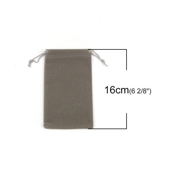 Picture of Velvet Cloth Drawstring Bags Rectangle At Random (Usable Space: Approx 15x9.7cm) 16cm(6 2/8") x 9.7cm(3 7/8"), 5 PCs