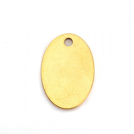 Picture of Stainless Steel Charms Oval Gold Plated Blank Stamping Tags One Side 13mm x 9mm, 5 PCs