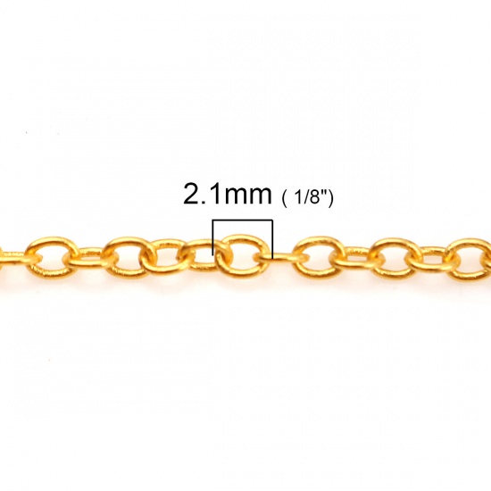 Picture of Iron Based Alloy Soldered Link Cable Chain Findings Gold Plated 2.1x1.7mm( 1/8" x 1/8"), 10 M