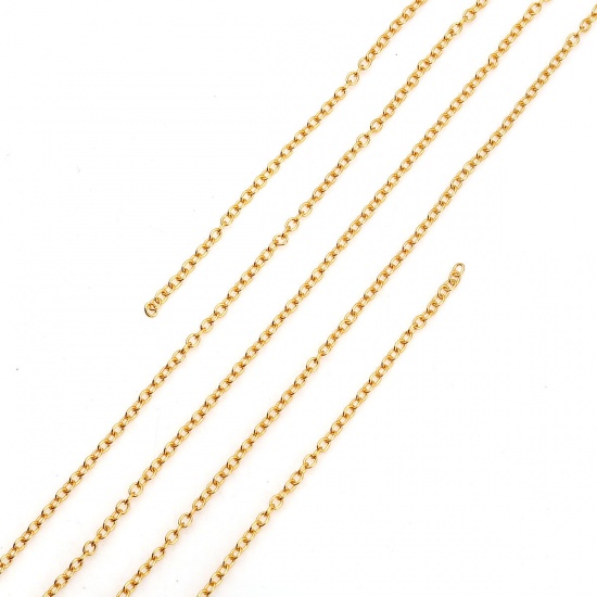 Immagine di Lega di Ferro Chiuso Cavo Catena Accessori Oro Placcato 2.1x1.7mm, 10 M