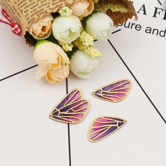 Picture of Fabric Pendants Butterfly Wing Red 30mm(1 1/8") x 18mm( 6/8"), 5 PCs