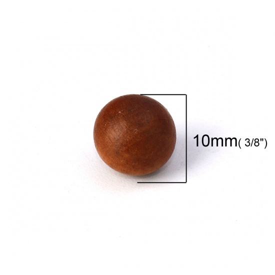Picture of Wood Spacer Beads Round Brown About 10mm Dia, Hole: No Hole, 50 PCs