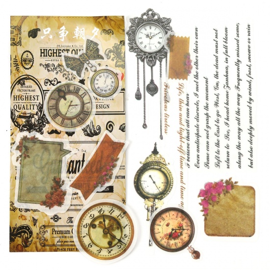 Immagine di Carta DIY Decorazione Di Scrapbook Adesivi Colore Misto Orologio da Tasca 12.5cm x 6cm, 1 Pacchetto ( 60 Pz/Pacchetto)