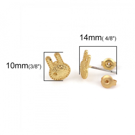 Immagine di Lega di Zinco Orecchini a Perno Tappi di Orecchini Fiore Oro Opaco 9mm x 8mm, Diametro Filo: (21 misura), 6 Pz