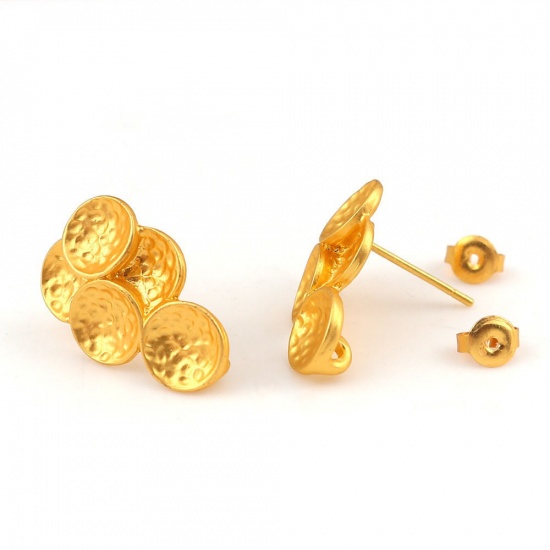 Picture of Zinc Based Alloy Ear Post Stud Earrings Findings Grape Fruit Matt Gold W/ Loop 20mm x 13mm, Post/ Wire Size: (21 gauge), 4 PCs