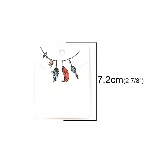 Bild von Papier Schmuck Halskette Ohrringe Samtkarten Rechteck Bunt mit Feder Muster 72mm x 52mm, 50 Blätter