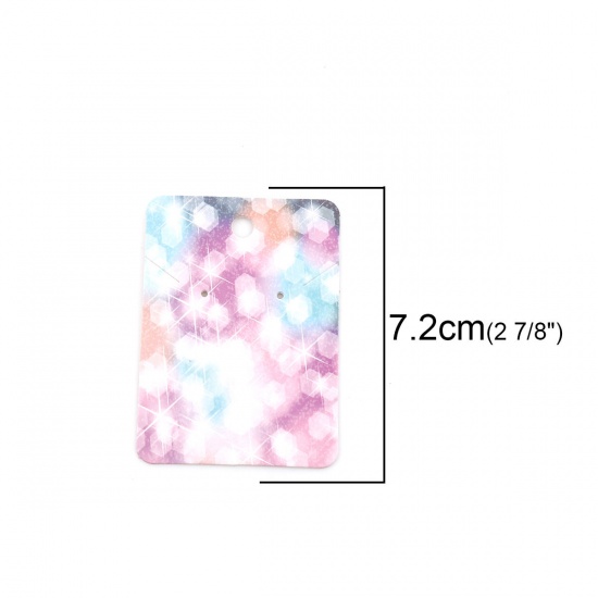 Image de Présentoir de Bijoux Papier pour Colliers & Boucles d'Oreilles Rectangle Multicolore Galaxie Univers, 72mm x 52mm, 50 Pcs