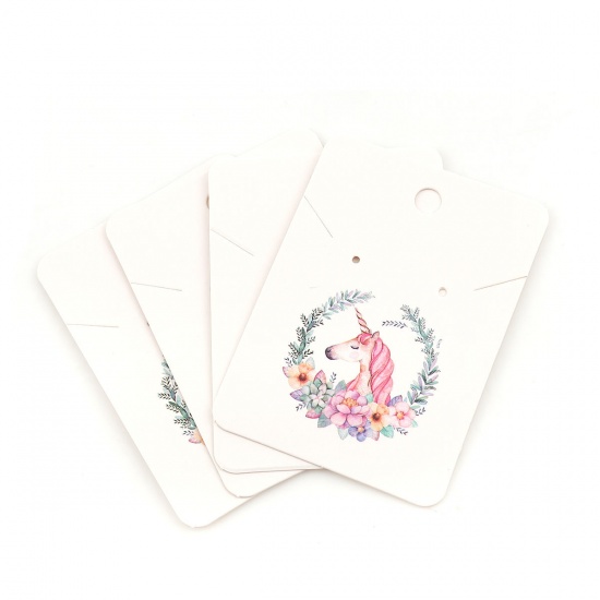 Immagine di Carta Cartoncini Espositori per Gioielli Rettangolo Multicolore Cavallo Disegno 72mm x 52mm, 50 Fogli