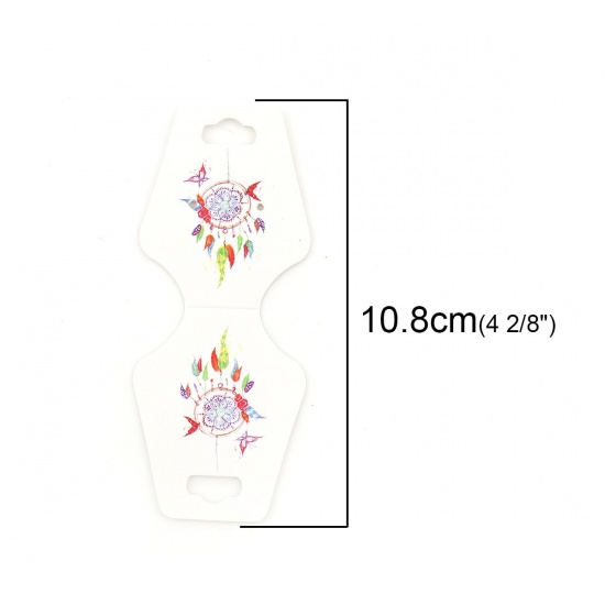 Picture of Paper Jewelry Necklace Display Card Vase Multicolor Dreamcatcher Pattern 10.8cm(4 2/8") x 4.5cm(1 6/8"), 50 Sheets
