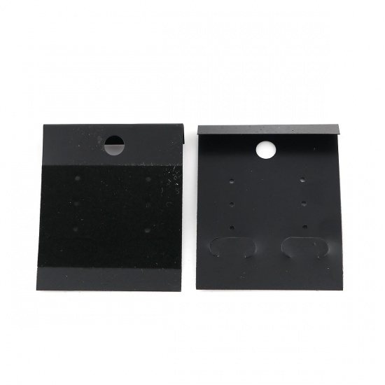Picture of PVC Jewelry Earrings Display Card Rectangle Black 50mm(2") x 42mm(1 5/8"), 50 Sheets