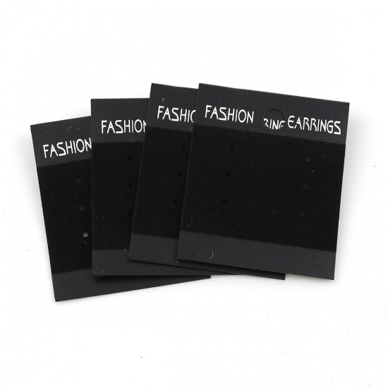 Picture of PVC Jewelry Earrings Display Card Rectangle Black 50mm(2") x 42mm(1 5/8"), 50 Sheets