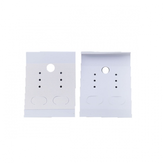 Picture of PVC Jewelry Earrings Display Card Rectangle White 50mm(2") x 38mm(1 4/8"), 50 Sheets