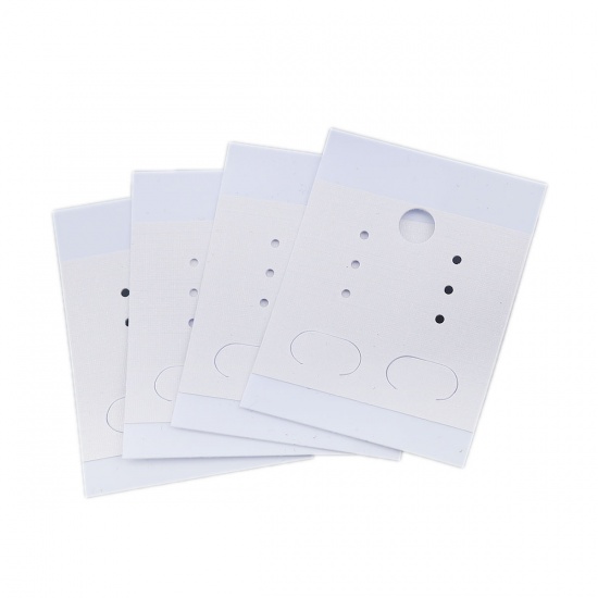 Picture of PVC Jewelry Earrings Display Card Rectangle White 50mm(2") x 38mm(1 4/8"), 50 Sheets