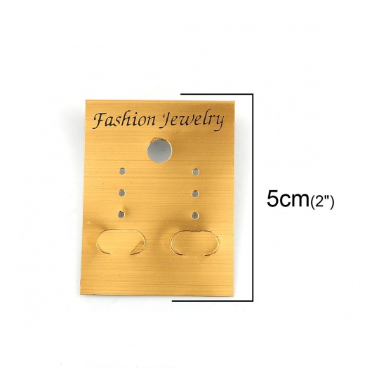 Picture of PVC Jewelry Earrings Display Card Rectangle Golden 50mm(2") x 37mm(1 4/8"), 50 Sheets