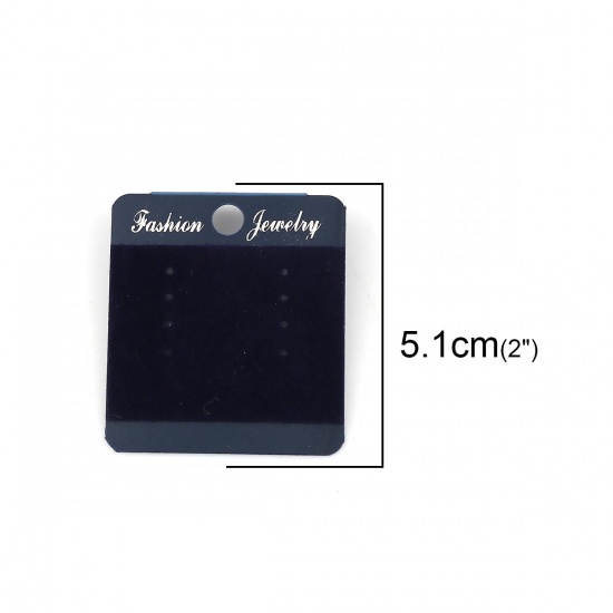 Picture of PVC Jewelry Earrings Display Card Rectangle Deep Blue 51mm(2") x 45mm(1 6/8"), 50 Sheets