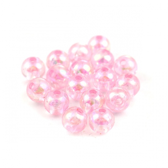 Immagine di Acrilato Perline Tondo Rosa AB Colore Colorato Circa 6mm Dia, Foro: Circa 1.2mm, 1000 Pz