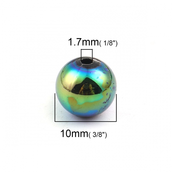 Picture of Acrylic Beads Round Multicolor AB Rainbow Color Colorful About 10mm Dia, Hole: Approx 1.7mm, 200 PCs