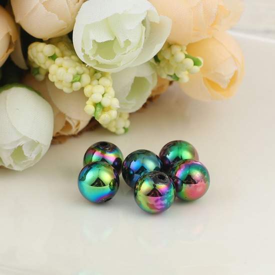 Picture of Acrylic Beads Round Multicolor AB Rainbow Color Colorful About 10mm Dia, Hole: Approx 1.7mm, 200 PCs