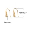 Picture of Brass Ear Wire Hooks Earring Findings 18K Real Gold Plated W/ Loop 17mm( 5/8") x 10mm( 3/8"), Post/ Wire Size: (21 gauge), 4 PCs
