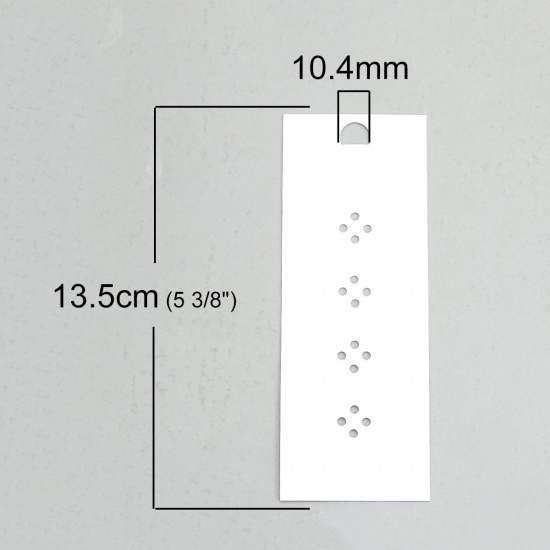 Immagine di PVC Cartoncini Espositori per Gioielli Rettangolo Bianco 13.5cm x 5cm, 50 Fogli