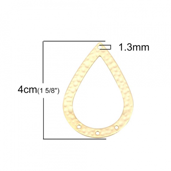 Picture of Brass Chandelier Connectors Drop 18K Real Platinum Plated 40mm(1 5/8") x 27mm(1 1/8"), 3 PCs                                                                                                                                                                  