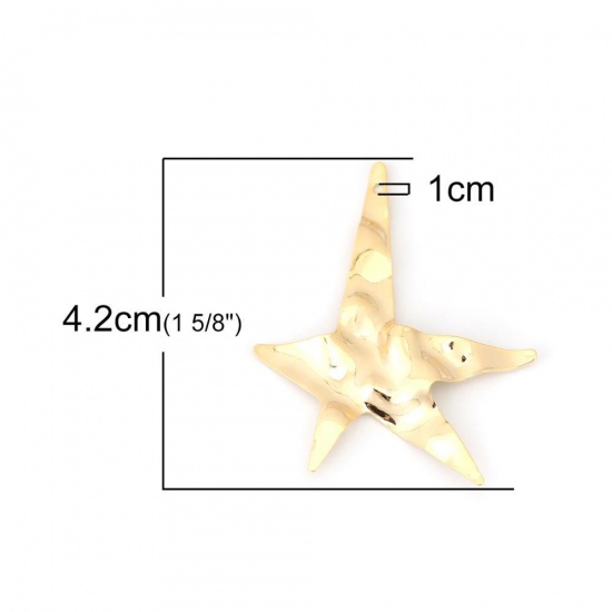 Picture of Brass Pendants Star 18K Real Platinum Plated 42mm(1 5/8") x 34mm(1 3/8"), 3 PCs                                                                                                                                                                               