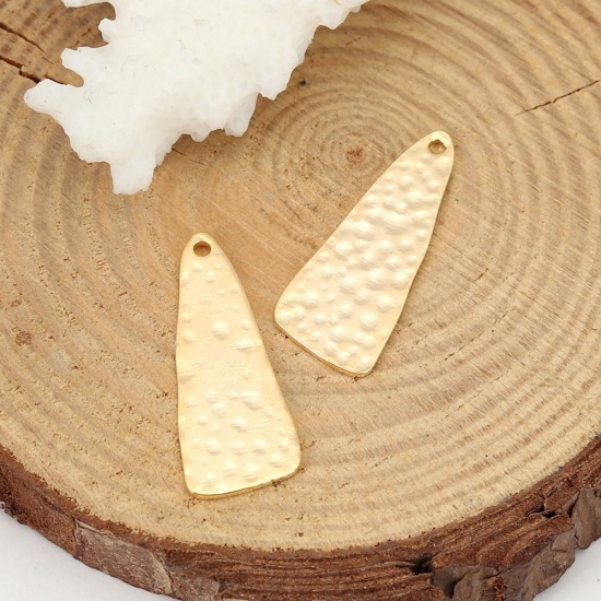 Picture of Brass Charms Triangle 18K Real Gold Plated 26mm(1") x 10mm( 3/8"), 5 PCs                                                                                                                                                                                      