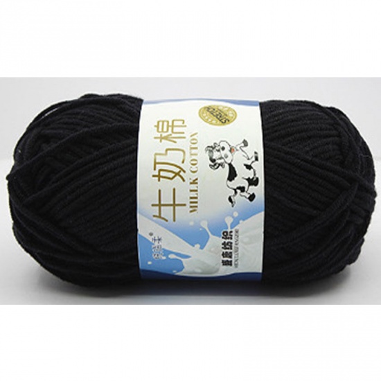 Picture of Cotton & Milk Fiber Super Soft Knitting Yarn Black 2.5mm, 1 Piece