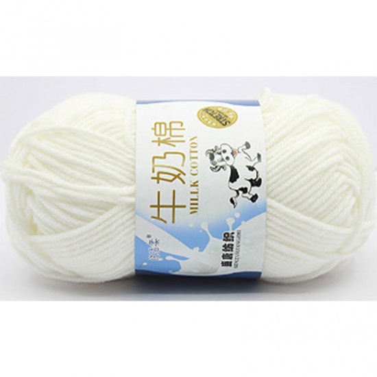 Picture of Cotton & Milk Fiber Super Soft Knitting Yarn White 2.5mm, 1 Piece