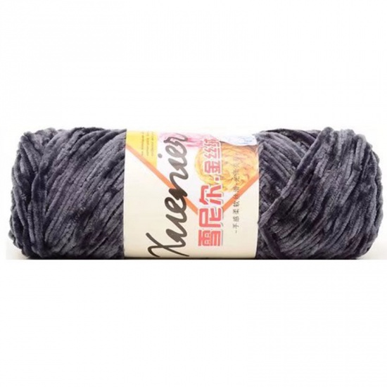Imagen de Hilo de tricotar Chenilla de gris Oscuro , 5mm 1 Unidad