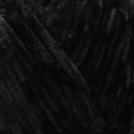 Image de Fil à Tricoter Super Doux en Chenille Velours Noir 5mm, 1 Pelote