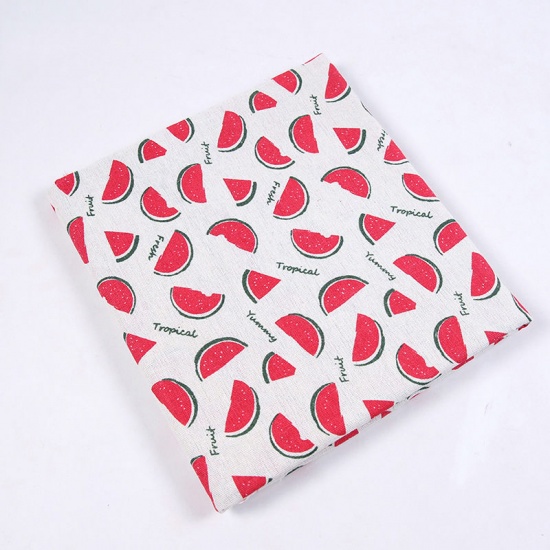 Picture of Cotton Polyester Blend Fabric Red Watermelon Fruit 150cm(59") x 100cm(39 3/8"), 1 M